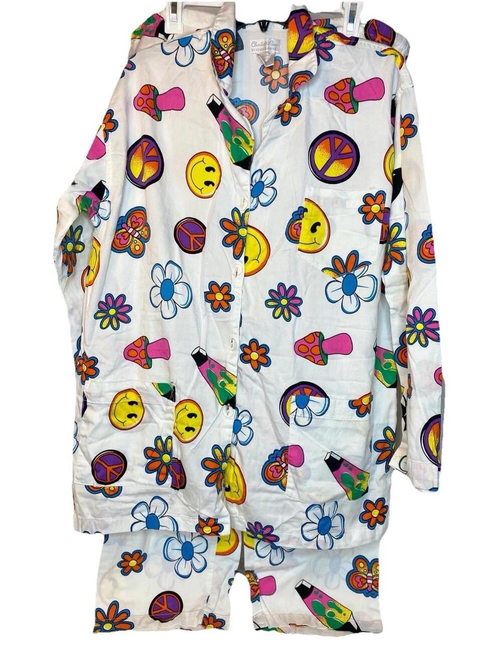 Charlotte Russe By Aegean Apparel Pajamas Set Women Large Retro Design